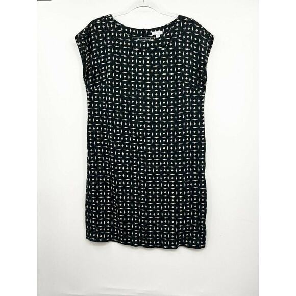 J Jill Geometric Black Small Petite Scoop Neck Linen Shift Mini Dress Size XS - Picture 2 of 8